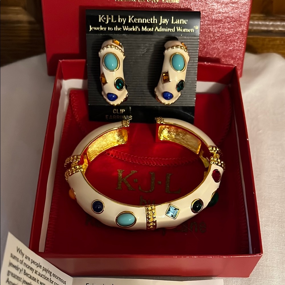 Kenneth Jay Lane Fantasy Cuff Bracelet and Earrings